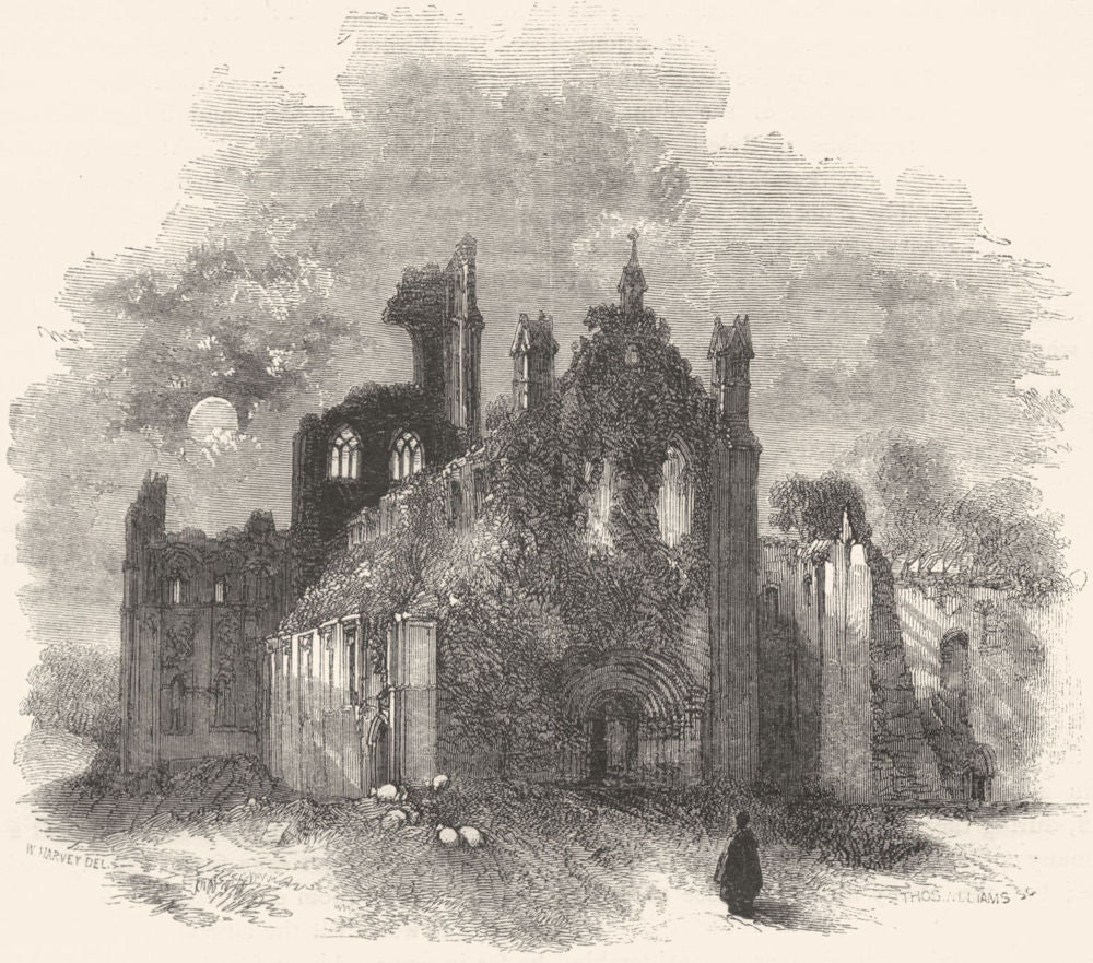 YORKSHIRE. Leeds. Kirkstall Abbey 1850 old antique vintage print picture